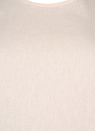 Zizzi Kortærmet bluse i bomuldsmix med hør og snøredetalje, Sandshell, Packshot image number 2