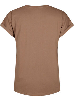 Zizzi Kortærmet t-shirt i bomuldsblanding, Coca Mocha, Packshot image number 1