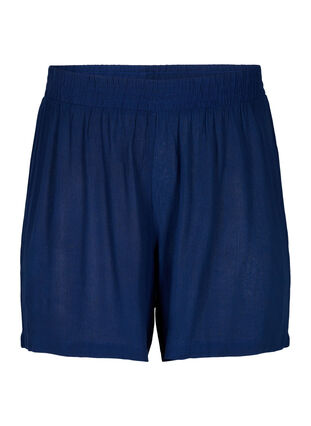 Zizzi Shorts i viskose med høj talje, Medieval Blue, Packshot image number 0