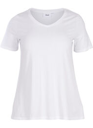 Ensfarvet basis t-shirt i bomuld, Bright White, Packshot