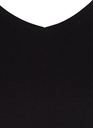 Zizzi Ensfarvet basis t-shirt i bomuld, Black, Packshot image number 2