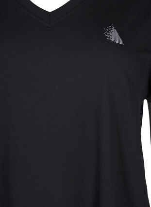 Zizzi Trænings t-shirt med v-hals, Black, Packshot image number 2