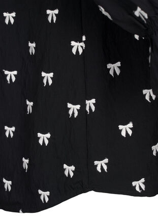 Zizzi Bluse med sløjfer og 3/4 ærmer, Black White Bow, Packshot image number 4