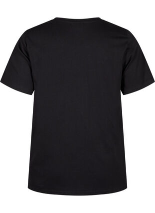 Zizzi T-shirt i økologisk bomuld med sløjfedetalje, Black, Packshot image number 1