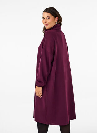 Zizzi A-formet kjole med turtleneck, Fig, Model image number 1