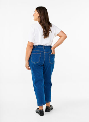 Zizzi Cropped Vera jeans med straight fit, Blue Denim, Model image number 1