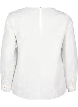 Zizzi Langærmet bluse med broderi, Bright White, Packshot image number 1