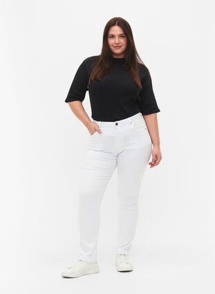 Zizzi Slim fit Emily jeans med normal talje, White, Model image number 0