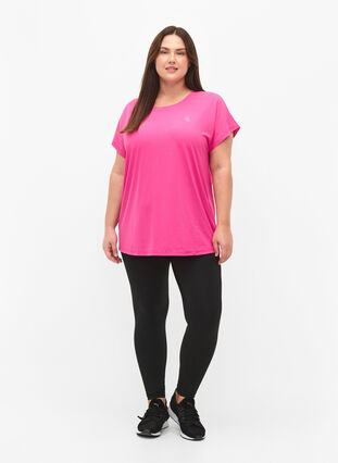 Zizzi Kortærmet trænings t-shirt, Raspberry Rose, Model image number 2
