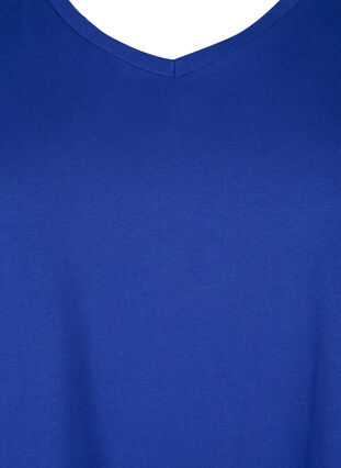 Zizzi Ensfarvet basis t-shirt i bomuld, Sodalite Blue, Packshot image number 2