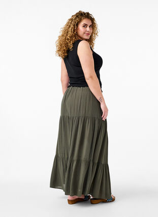 Zizzi Lang nederdel med elastik i taljen, Thyme, Model image number 1
