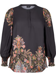 Bluse med paisleyprint, Black Paisley