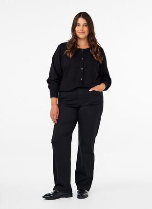 Zizzi Højtaljede Gemma jeans med straight fit, Black, Model image number 0