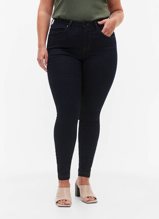 Zizzi Super slim Amy jeans med høj talje, Tobacco Un, Model image number 2