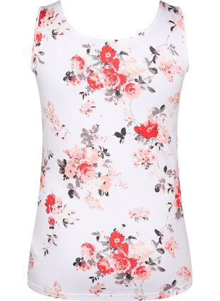 Zizzi Blomstret tanktop i viskose, White AOP flower, Packshot image number 1