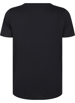 Zizzi T-shirt i bomuld med similisten, Black, Packshot image number 1