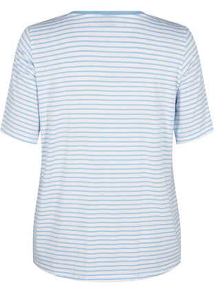 Zizzi Stribet t-shirt i lyocell med rund hals, B White Dusk Blue St, Packshot image number 1