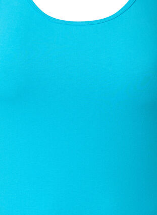 Zizzi Ensfarvet basis top i bomuld, Blue Atoll, Packshot image number 2