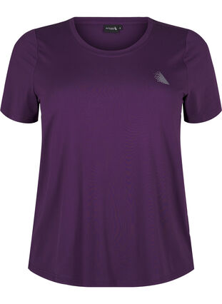 Zizzi Slim fit trænings t-shirt med rund hals, Purple Pennant, Packshot image number 0