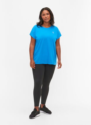 Zizzi Kortærmet trænings t-shirt, Brilliant Blue, Model image number 2