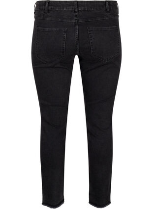 Zizzi Cropped Emily jeans med rå kant forneden, Dark Grey Denim, Packshot image number 1