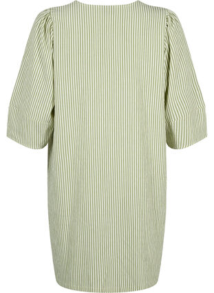 Zizzi Stribet kjole med 3/4 ærmer, Green Stripe, Packshot image number 1