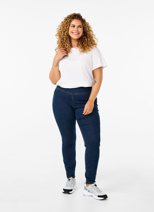 Zizzi Stretchy jeggings med høj talje, Dark Blue, Model image number 0