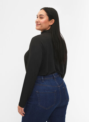 Zizzi FLASH - Langærmet bluse med turtleneck, Black, Model image number 1