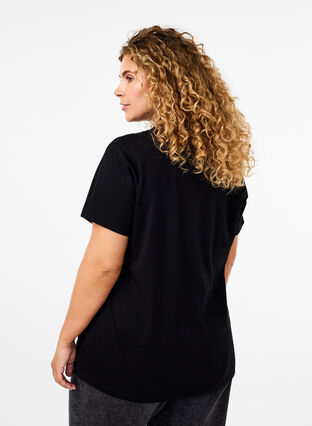 Zizzi Basis t-shirt i bomuld med rund hals , Black, Model image number 1