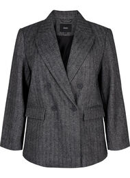 Blazer i uldblanding med lommer, Dark Grey Melange