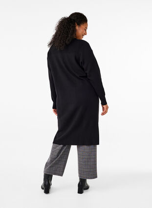 Zizzi Lang strikcardigan med lommer, Black, Model image number 1