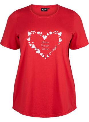 Zizzi FLASH - T-shirt med motiv, High Risk Red Heart, Packshot image number 0