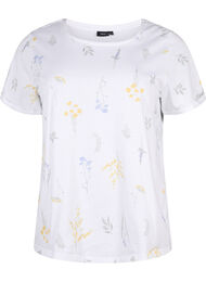 T-shirt i økologisk bomuld med blomsterprint, Bright W. AOP