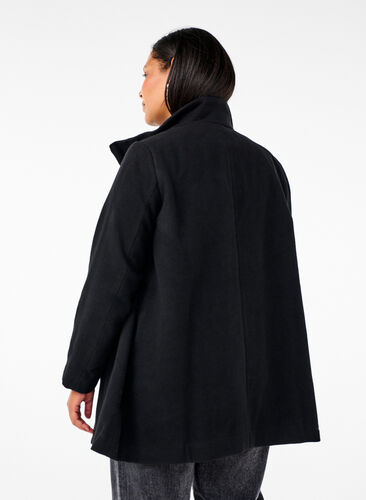 Zizzi Kort trenchcoat med a-form, Black, Model image number 1