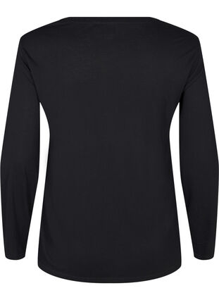 Zizzi Langærmet bluse i uld og viskose, Black, Packshot image number 1