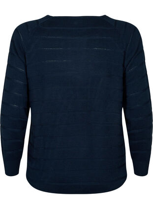 Zizzi Strikbluse med tone-i-tone striber, Navy Blazer, Packshot image number 1