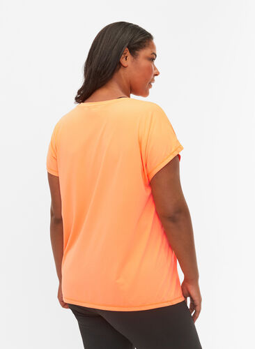 Zizzi Kortærmet trænings t-shirt, Neon Orange, Model image number 1