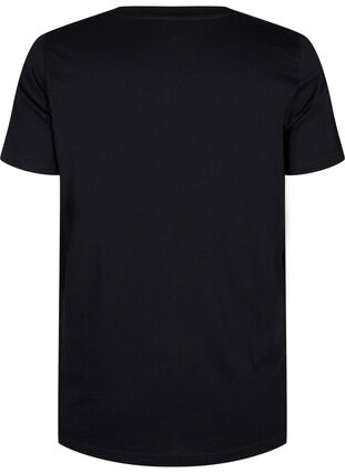 Zizzi Bomulds t-shirt med rhinesten motiv, Black w. Dream, Packshot image number 1