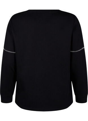 Zizzi Sweatshirt med kontrastsyninger, Black, Packshot image number 1