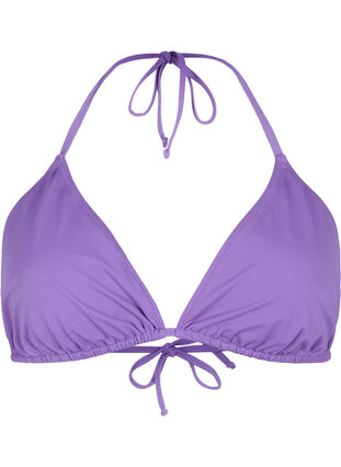 Zizzi Ensfarvet trekants bikini bh, Royal Lilac, Packshot image number 0
