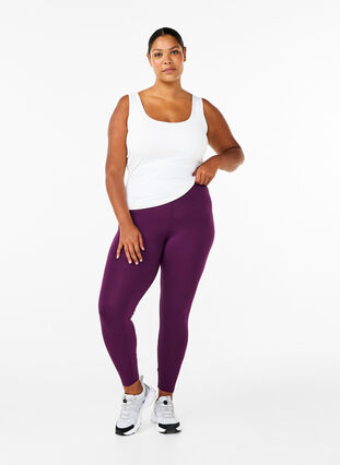 Zizzi Basis leggings i viskose, Potent Purple, Model image number 2