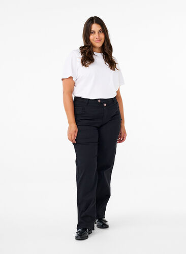 Zizzi Regular fit Gemma jeans med høj talje, Black, Model image number 0
