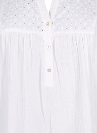 Zizzi Tunika i bomuld med broderi anglaise, Bright White, Packshot image number 2