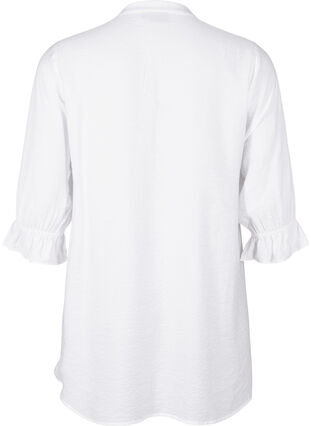 Zizzi Lang viskoseskjorte med blondedetalje, Bright White, Packshot image number 1