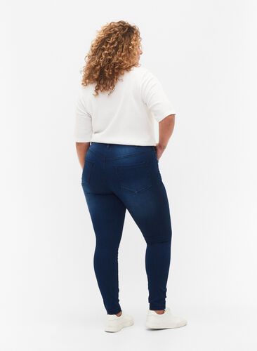 Zizzi Super slim Amy jeans med høj talje, Blue Denim, Model image number 1