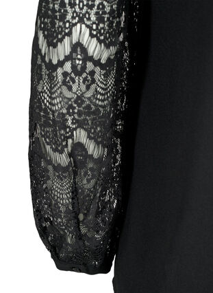Zizzi Langærmet bluse med blonder, Black, Packshot image number 3