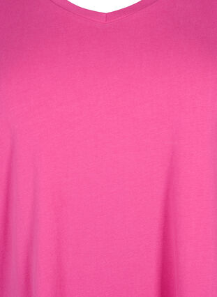 Zizzi Ensfarvet basis t-shirt i bomuld, Raspberry Rose, Packshot image number 2