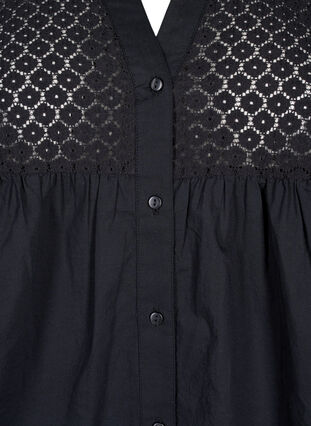 Zizzi FLASH - Skjortebluse med crochetdetalje, Black, Packshot image number 2