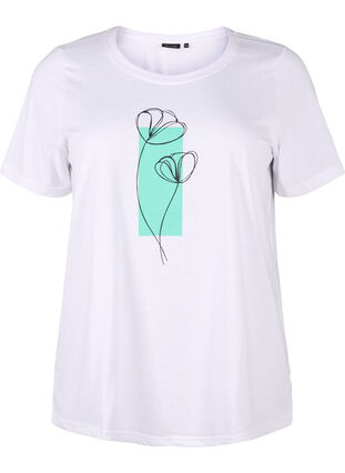 Zizzi FLASH - T-shirt med motiv, Bright White Flower, Packshot image number 0