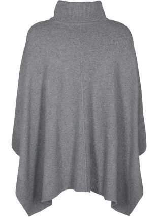 Zizzi Poncho med høj hals, Medium Grey Melange, Packshot image number 1